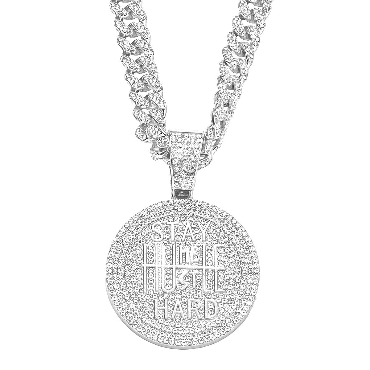 Men's Keep Calm English Letters Full Diamond Necklaces