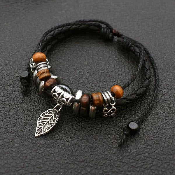 Women's & Men's Cowhide Hand Weaving British Style Jewelry Bracelets