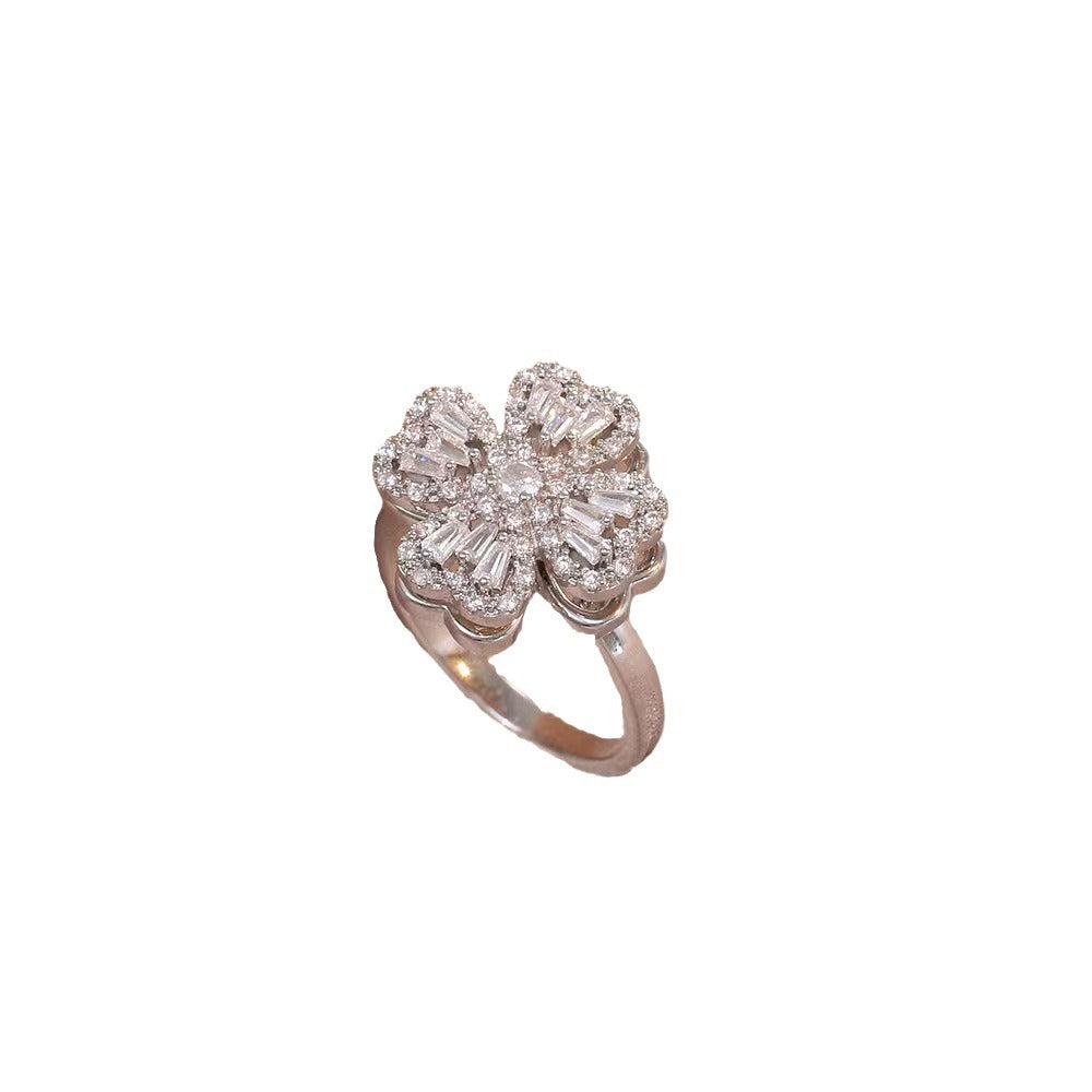 Women's Refined Rhinestone Rotatable Rotating Fashionable Index Rings