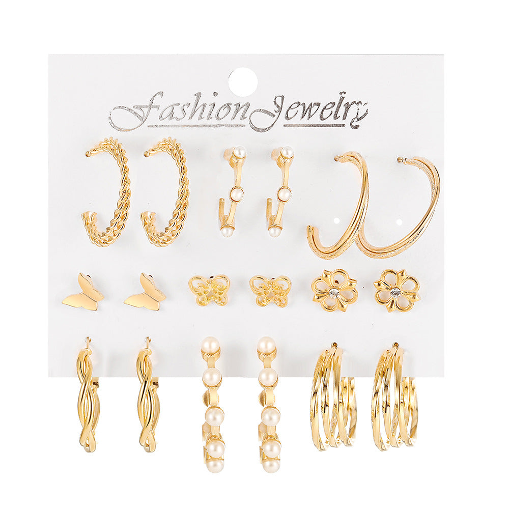 Pearl Creative Tassel Suit Boho Flower Earrings