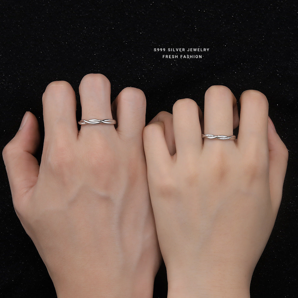 Sier Mobius Strip Couple Simple Design Valentine's Day Rings