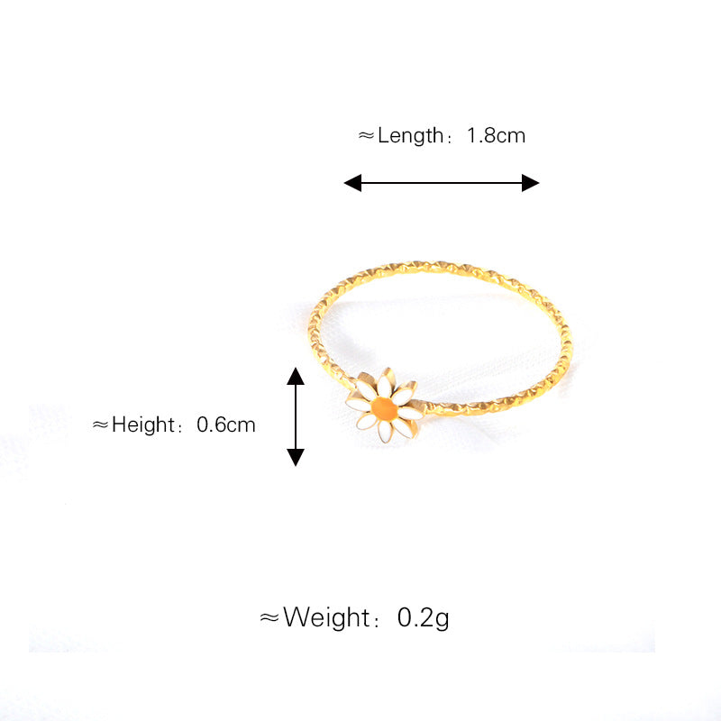 Niche Daisy Flowers Titanium Steel Simple Rings