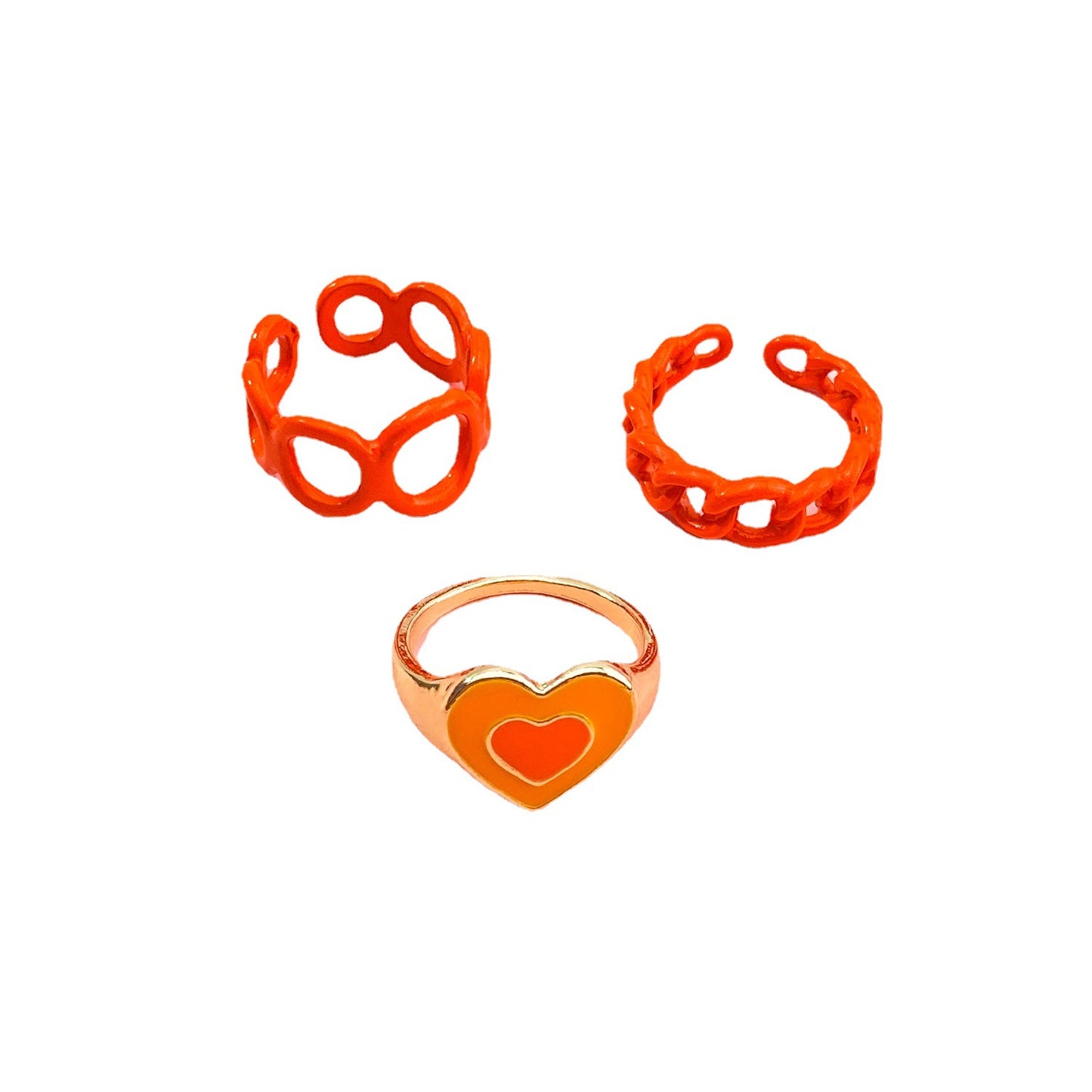 Set Double Layers Loving Heart Gossip Rings