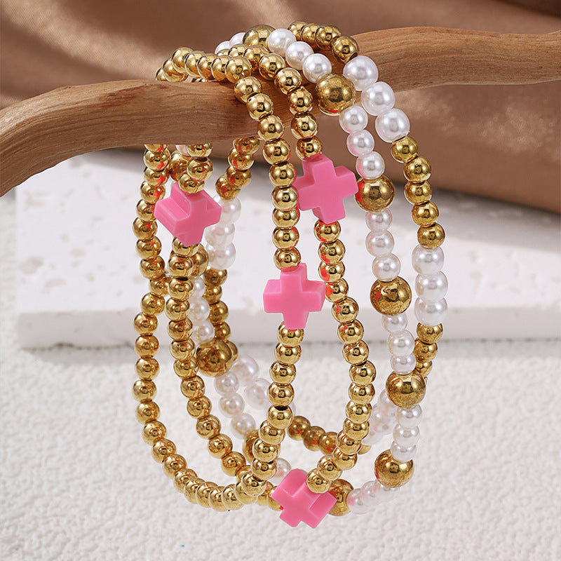 Plus Beaded Set Dopamine Mixed Color Bracelets