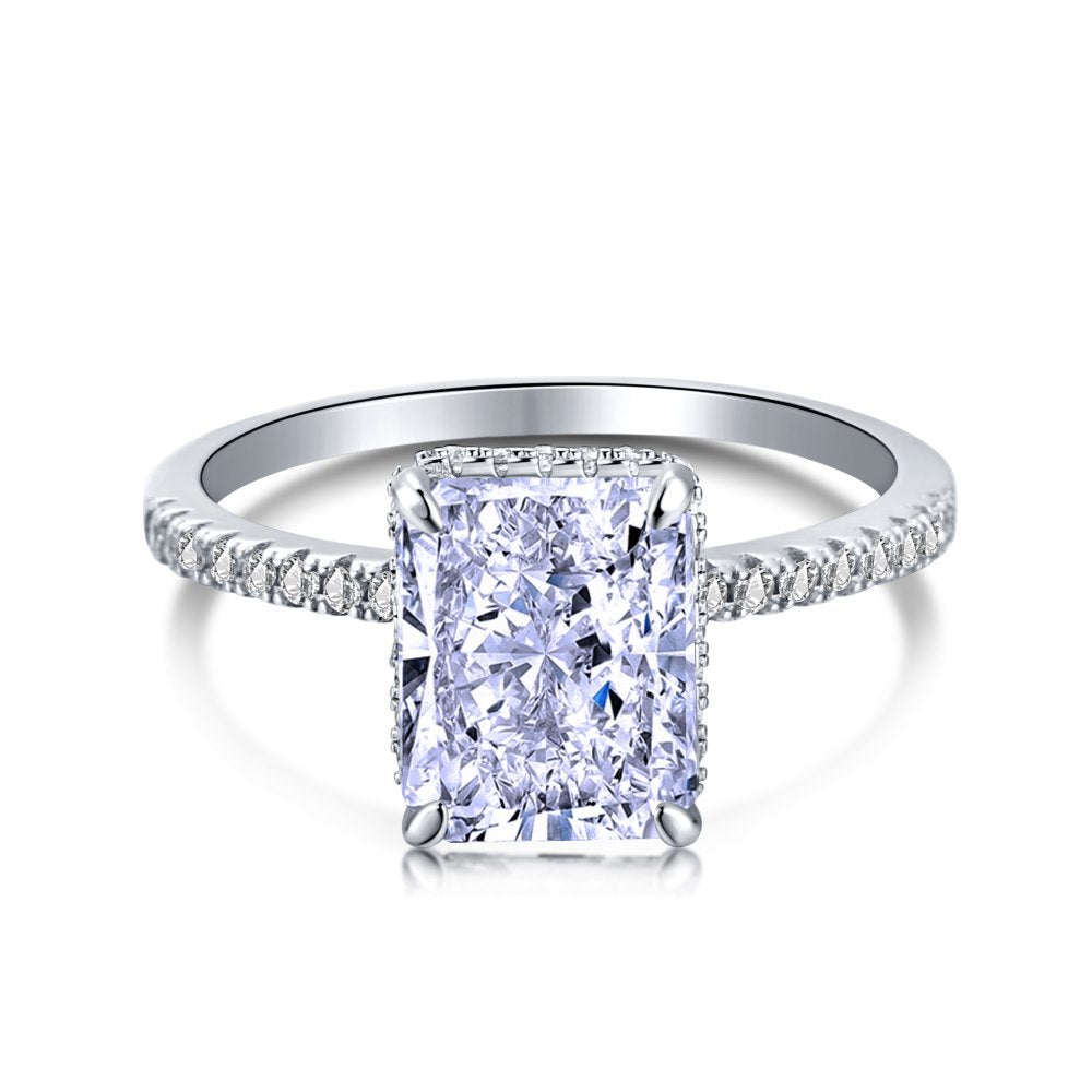 French Style Super Flash Square Diamond Ice Rings