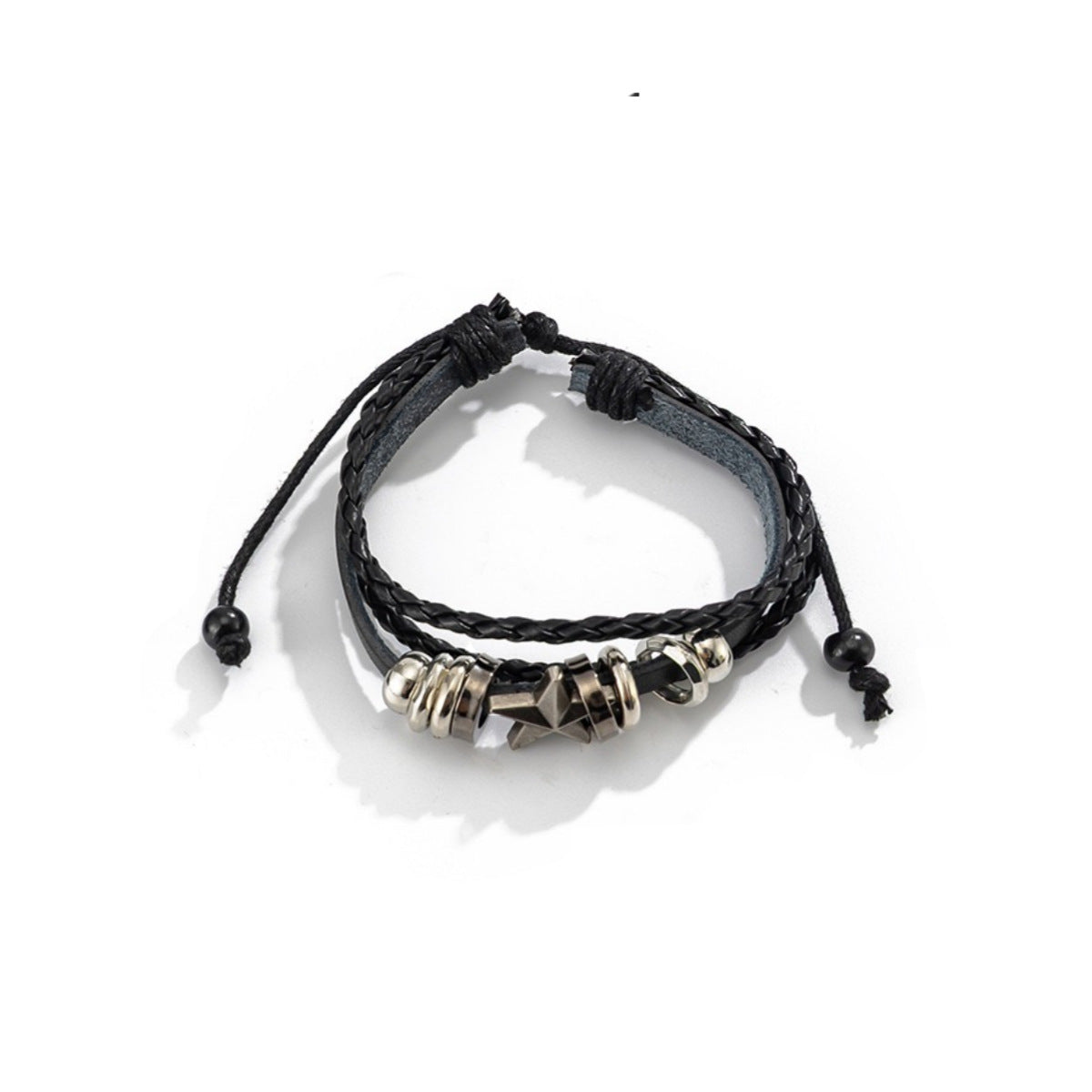 Men's Fashion Five-pointed Star Leather Hip Hop Cool Bracelet