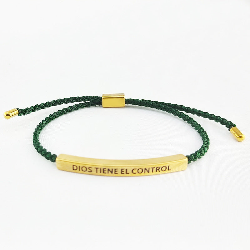 Stainless Steel Elbow Lettering Adjustable Length Letter Woven Bracelets