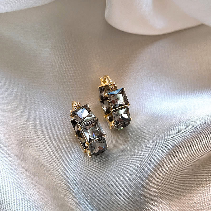 Women's Crystal Ear Clips Copper Studded With Zircon Unique Earrings