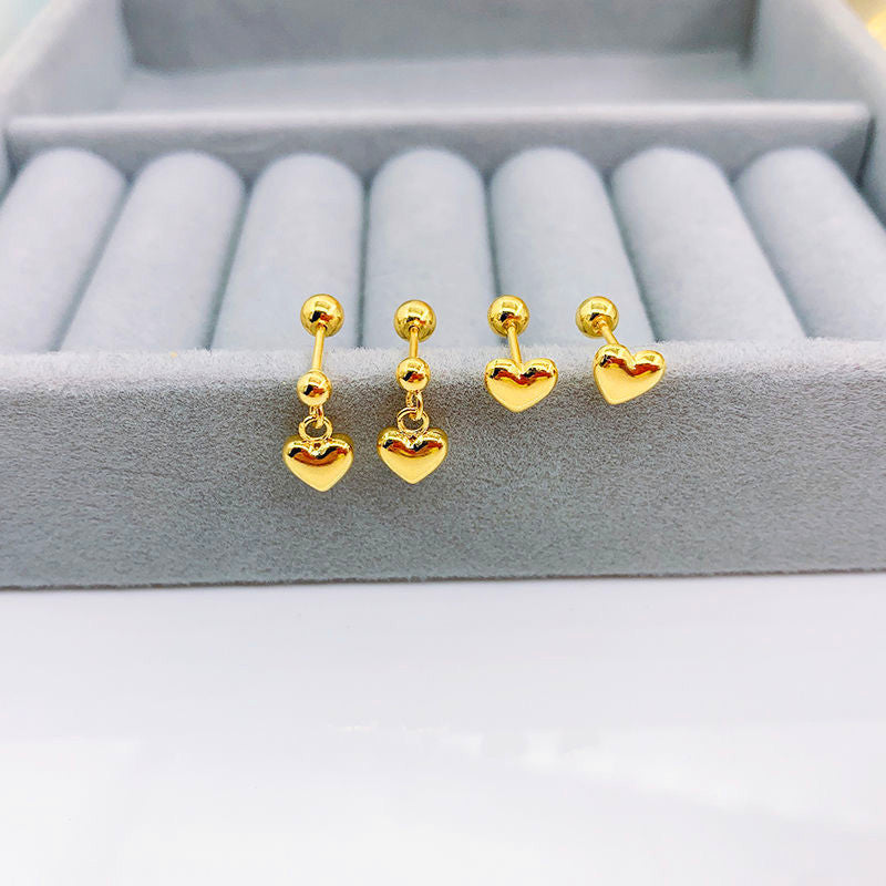 Simple Titanium Steel Fu Exquisite Small Screws Tightening Buckle Earrings