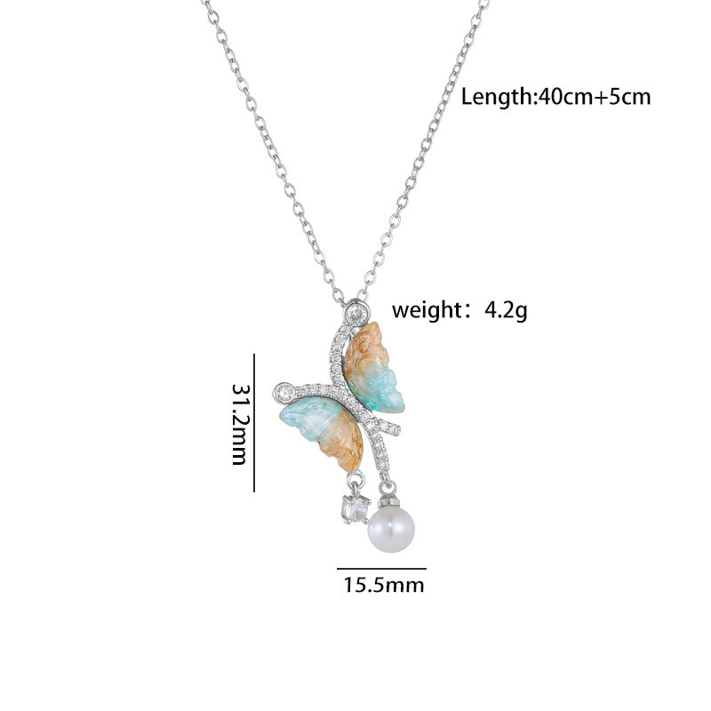 Super Color Fluorescent Butterfly Pearl Tassel Light Necklaces