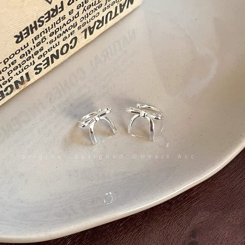 Women's Ballet Style Sier Bow Fashion Cold Earrings