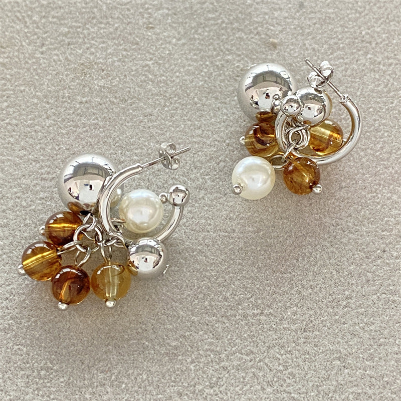 Women's Minority Flower-shaped Pearl Sweet Hot Frosty Style Elegant Earrings