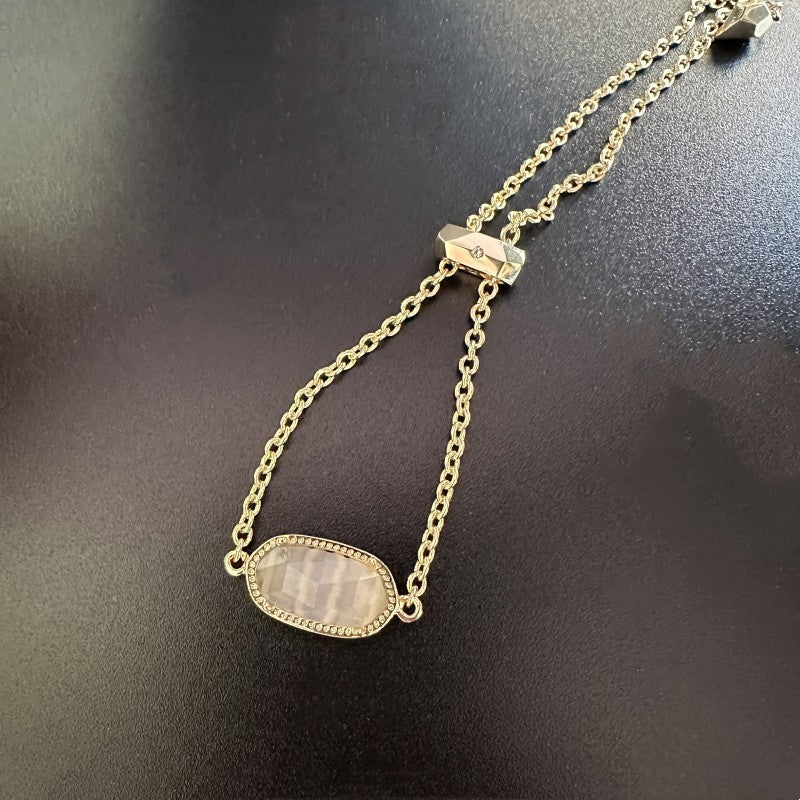 Gold Ornament Stone Geometric Cut Chain Bracelets