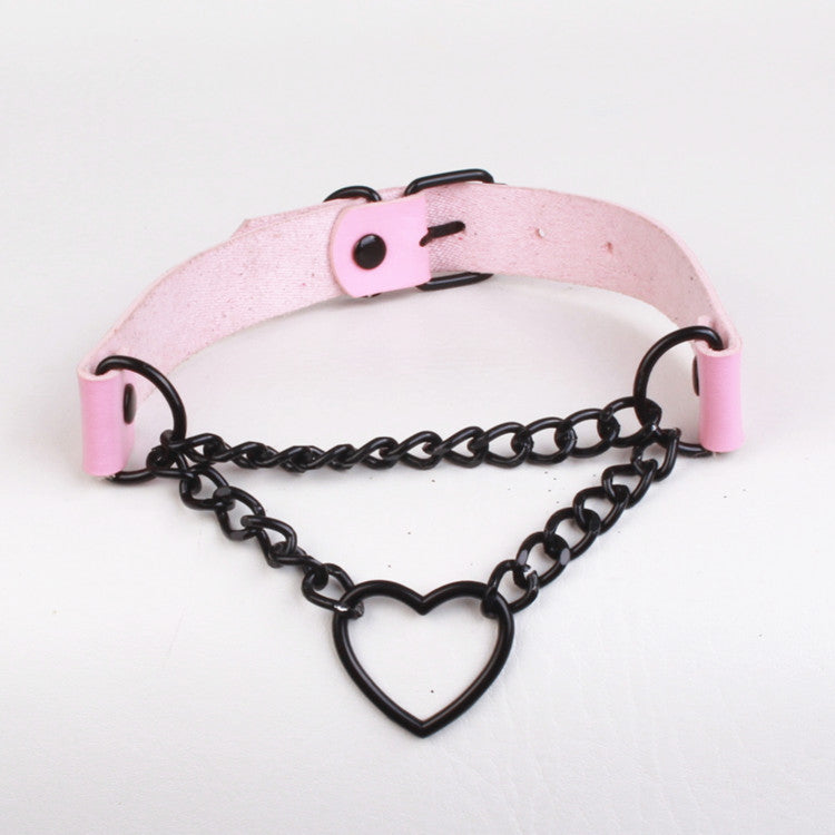 Chain Spade Heart Rivet Super Cool Collar