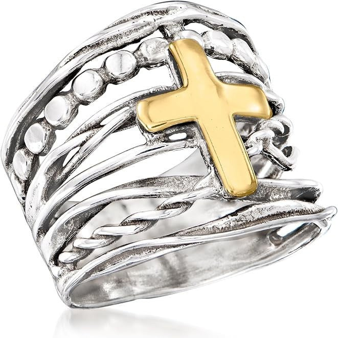 Irregular Cross Two-color Rack Niche Trendy Ring