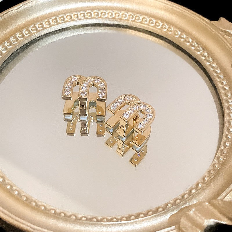 Sier Needle Flower Curved Irregular Pearl Baroque Vintage Earrings