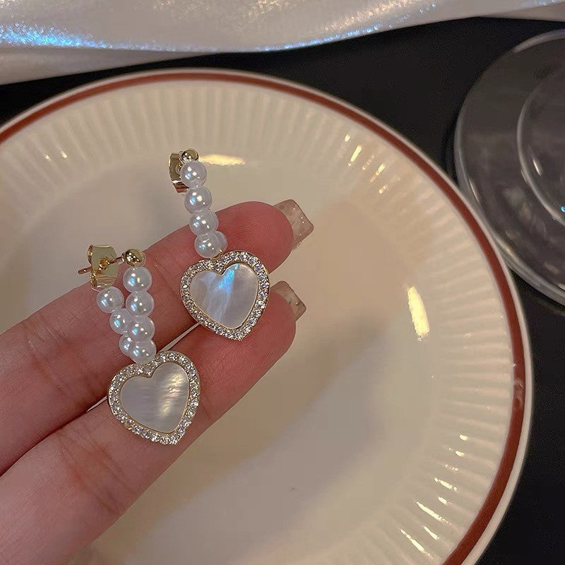 Sier Needle Flower Curved Irregular Pearl Baroque Vintage Earrings