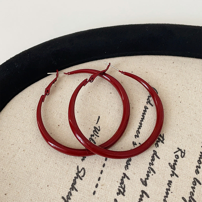 Women's Style Oil Dripping Red Ear Retro Rings