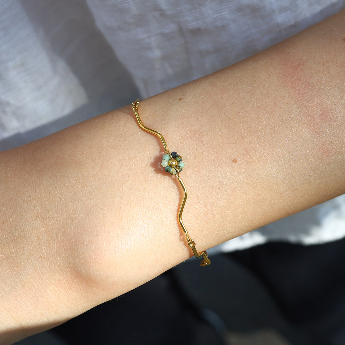 Titanium Steel French Retro Handmade Beaded Light Bracelets