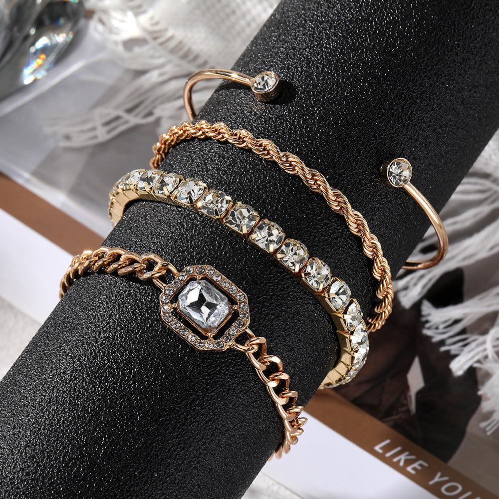 Women's & Men's High-grade Birthday Gift Fashion Gold Diamond Bracelets