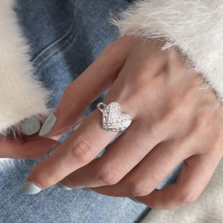 Heart Moment Sterling Sier Female Design Ecg Pattern Love Rings