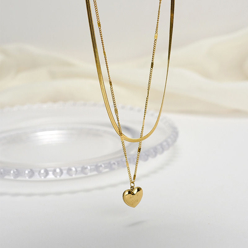 Women's With Light Luxury Letters Lovely Heart Twin Necklaces
