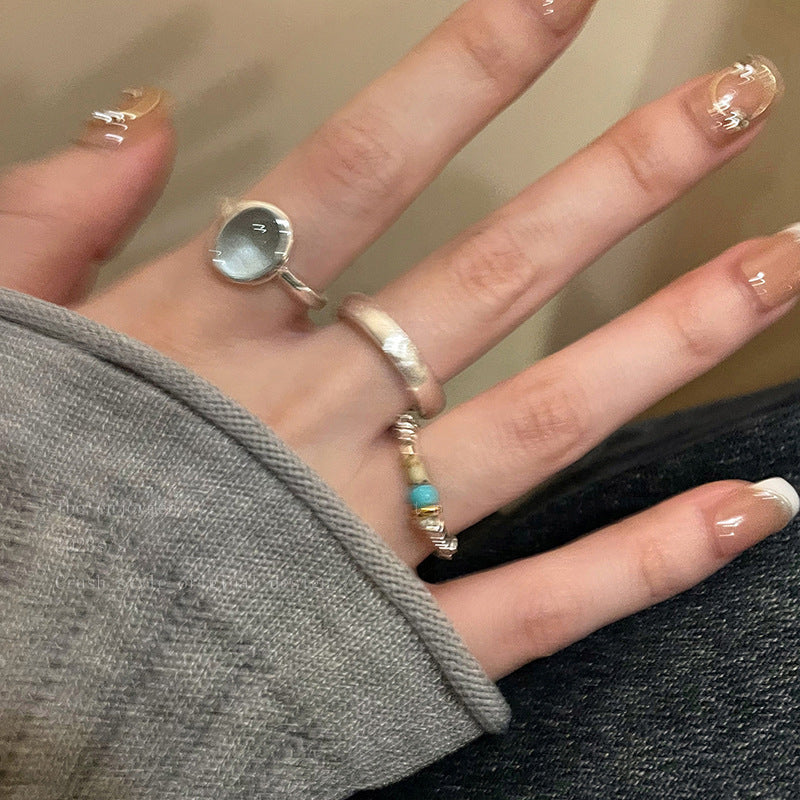 Of Sier Natural Stone Open Female Design Cold Style Rings