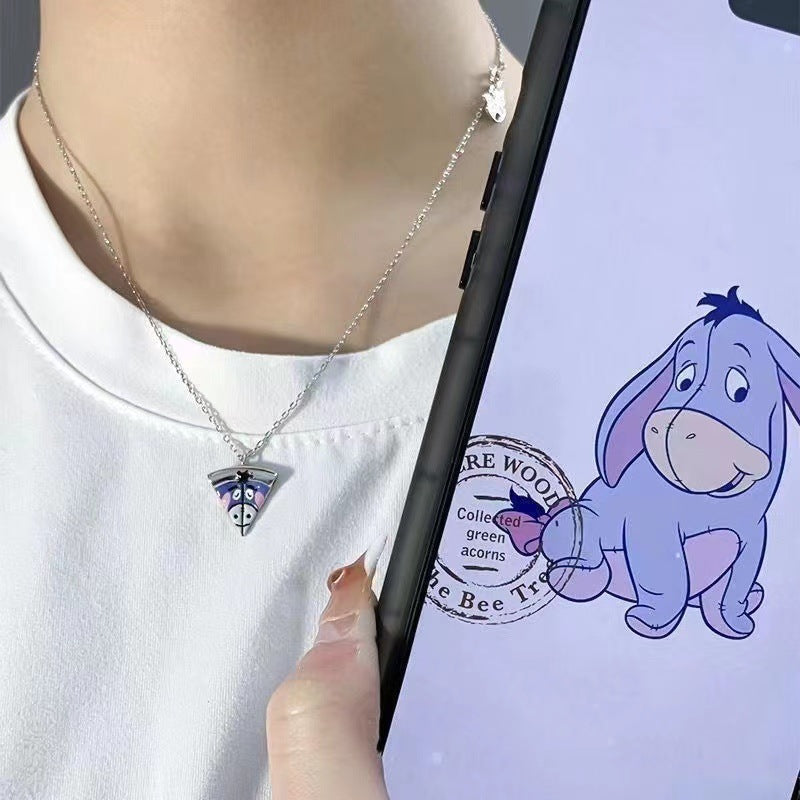 Cartoon Bear Girlfriends Pizza Magnetic Set Necklaces