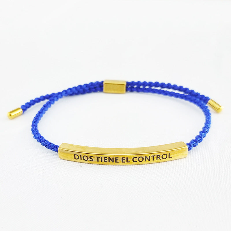 Stainless Steel Elbow Lettering Adjustable Length Letter Woven Bracelets