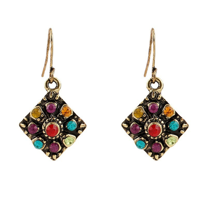 Women's Retro Fashion Bohemian Colorful Crystals For Ear Hook