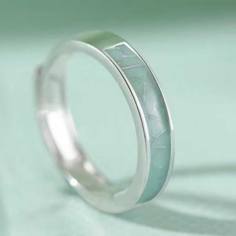 Light Luxury Gift Blue White Porcelain Couple Female Male Rings