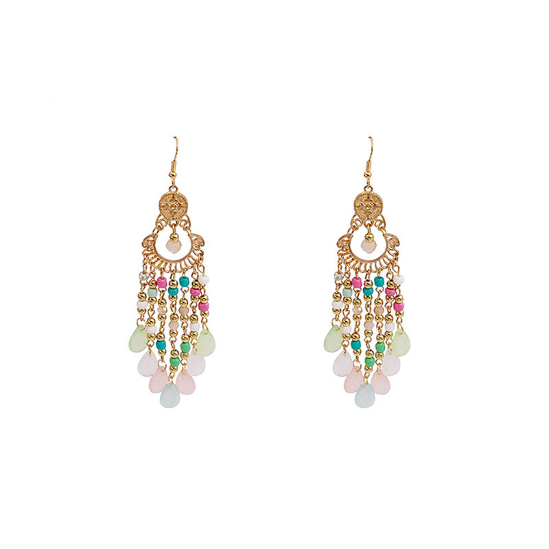 Acrylic Bohemian Bead Female Ethnic Style Earrings