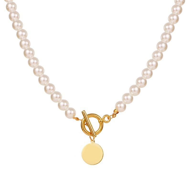 Handmade Pearl Round Piece Niche High-grade Clavicle Necklaces
