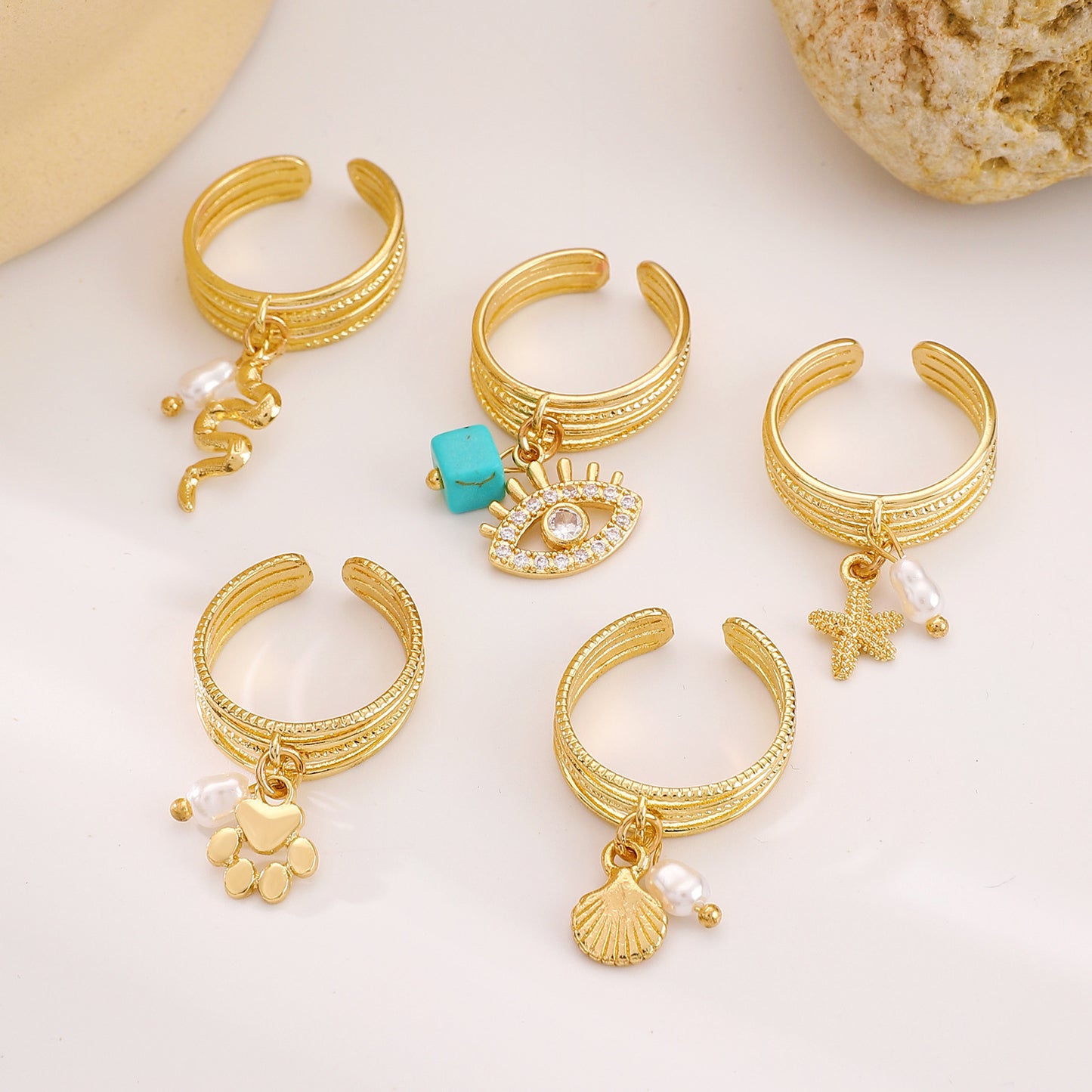 Luxury High Sense Cat's Paw Eyes Rings