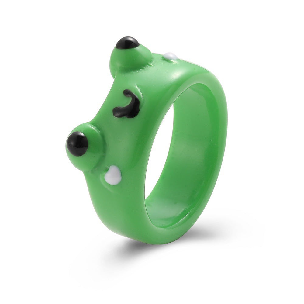 Frog Green Pair For Couple Resin Rings