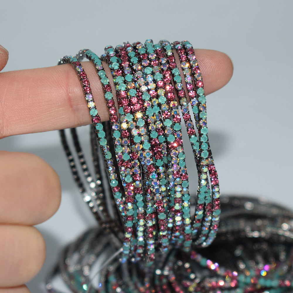 Row Rhinestone Thin Rubber Band Elastic Bracelets