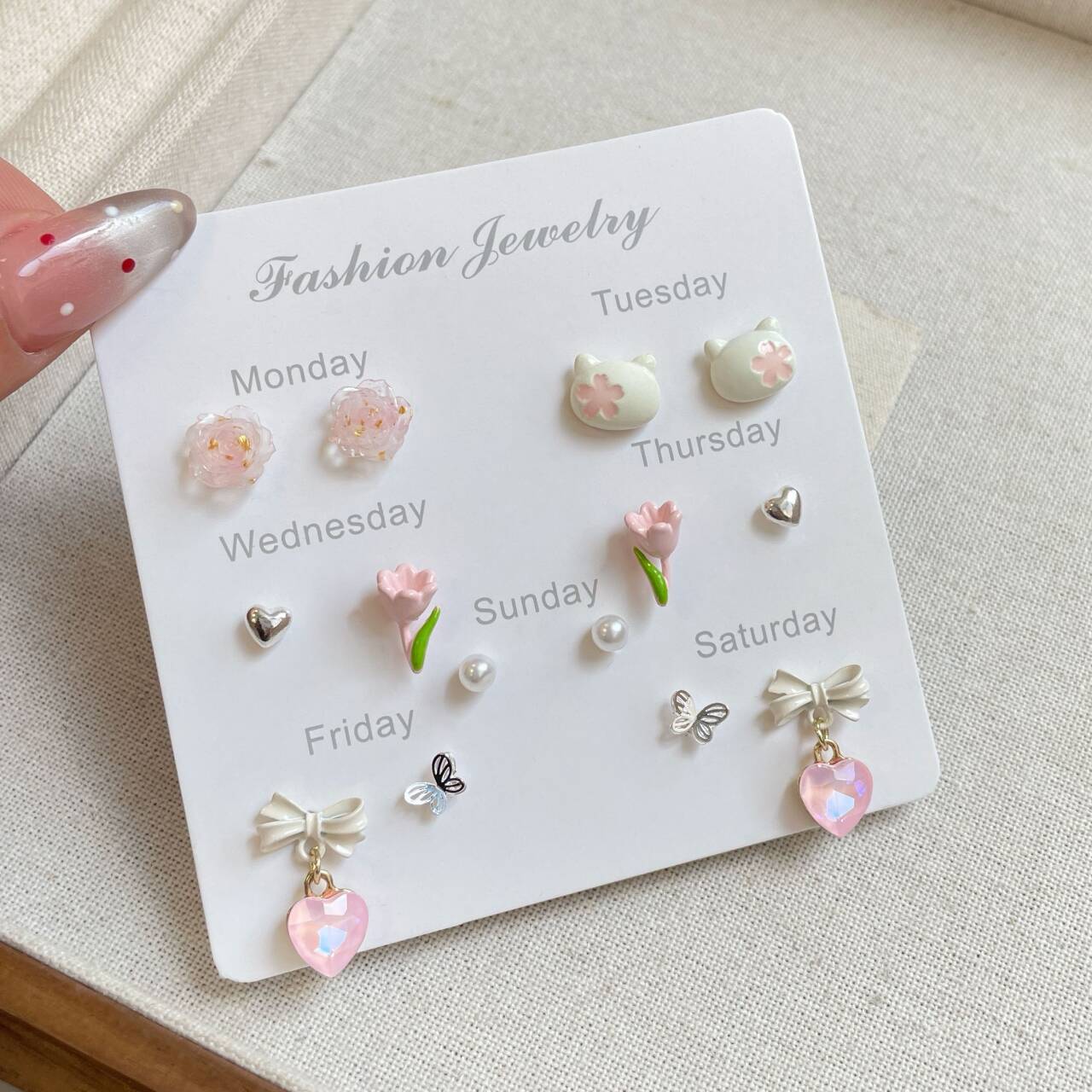 Simple Cute Week Suit Heart Sier Needle Small Earrings