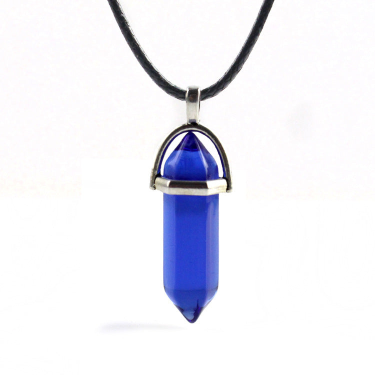 Natural Stone Hexagon Prism Fashion Crystal Necklaces