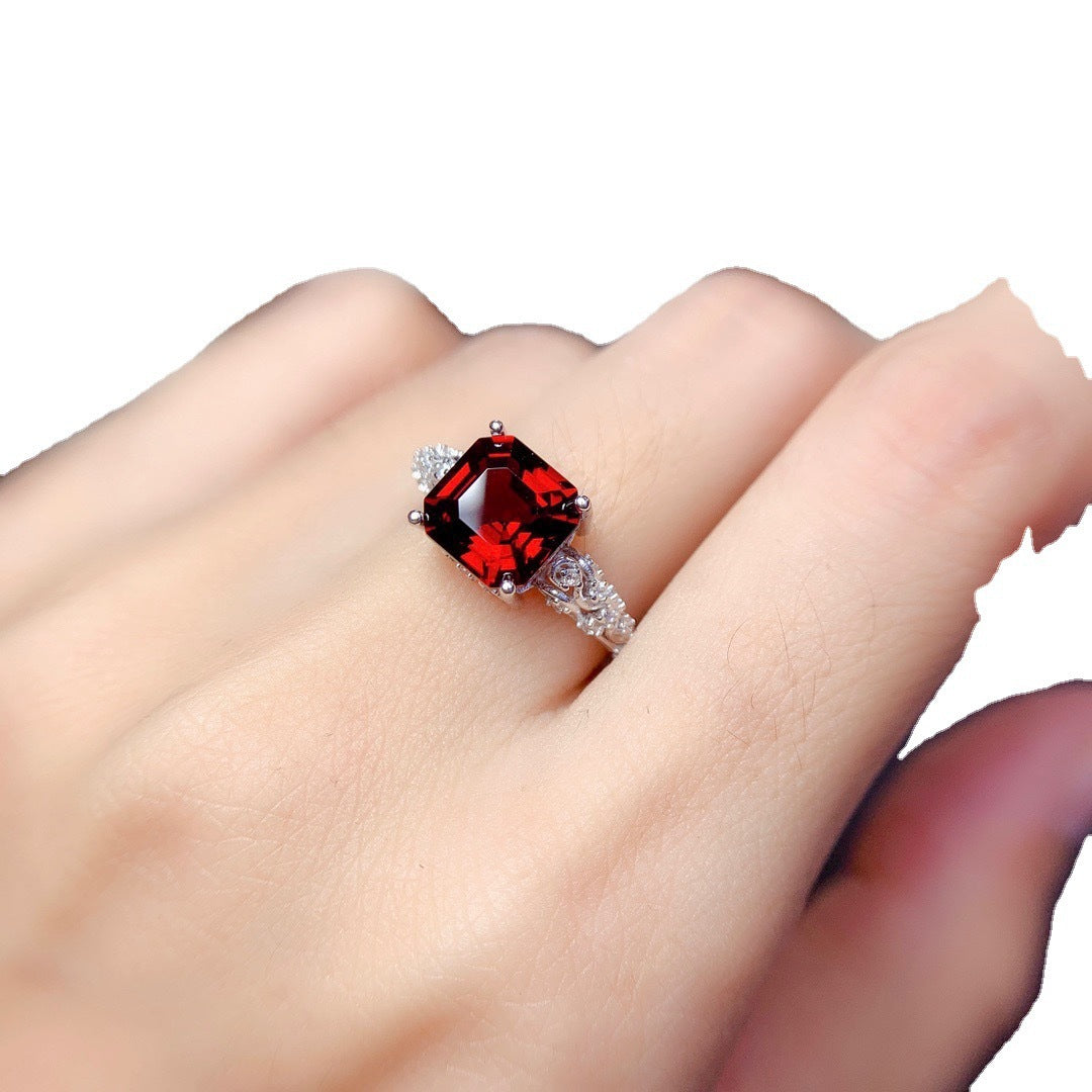 Princess Square Diamond Royal Blue Open Rings