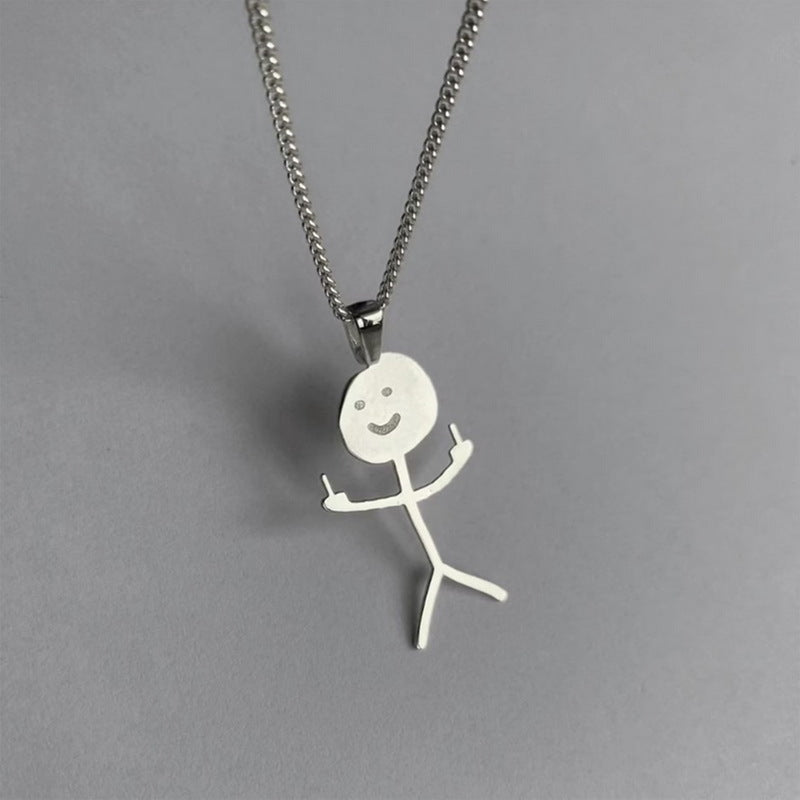 Vertical Middle Finger Fun Hip Hop Necklaces