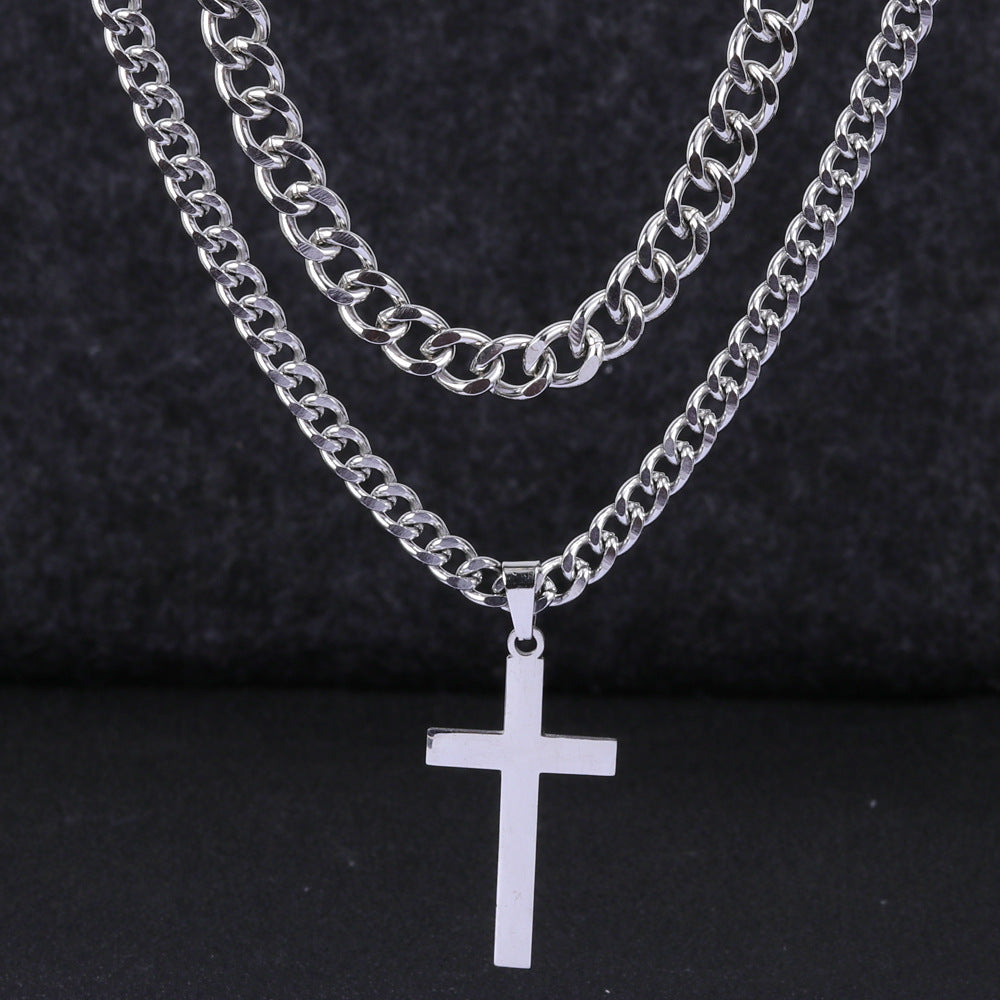 Men's Steel Cross Shelf Cuban Hemp Flowers Necklaces