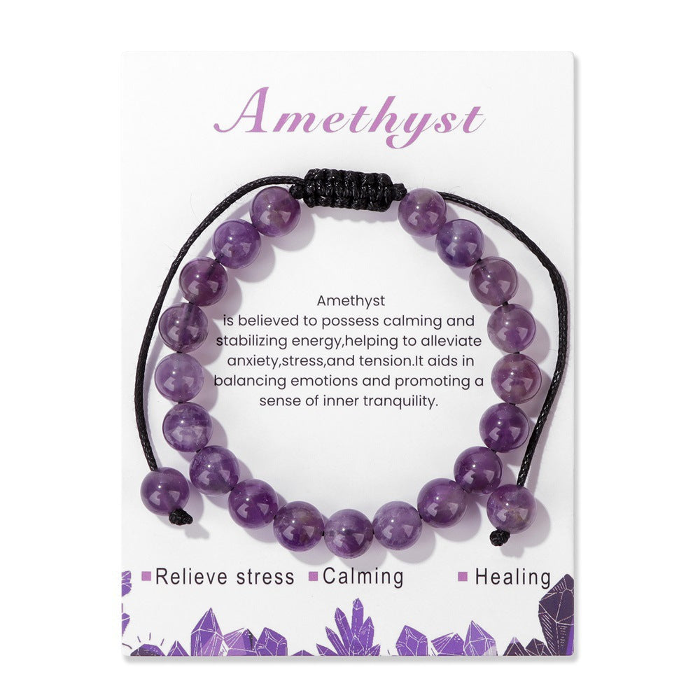 Men's Jam Amethyst Agate Woven Retro Simple Bracelets