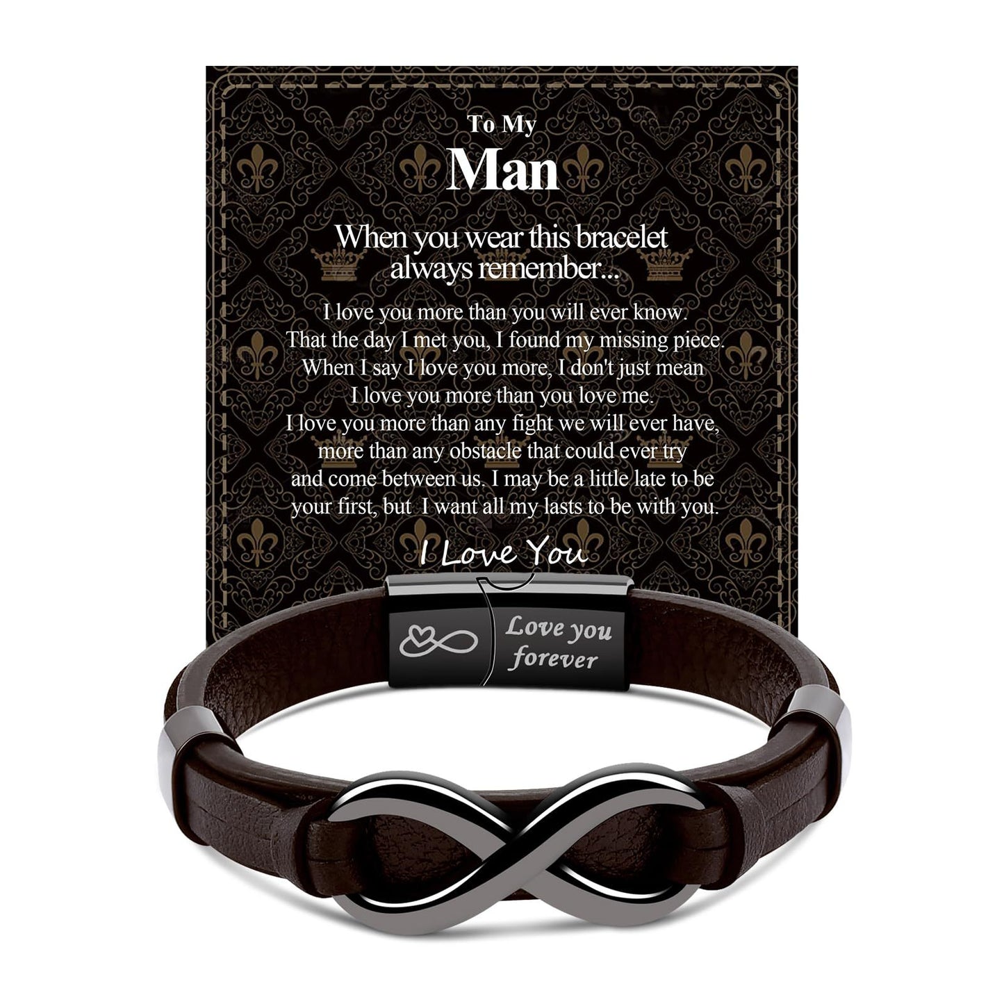 Men's Round Rope Woven String Black Words Bracelets