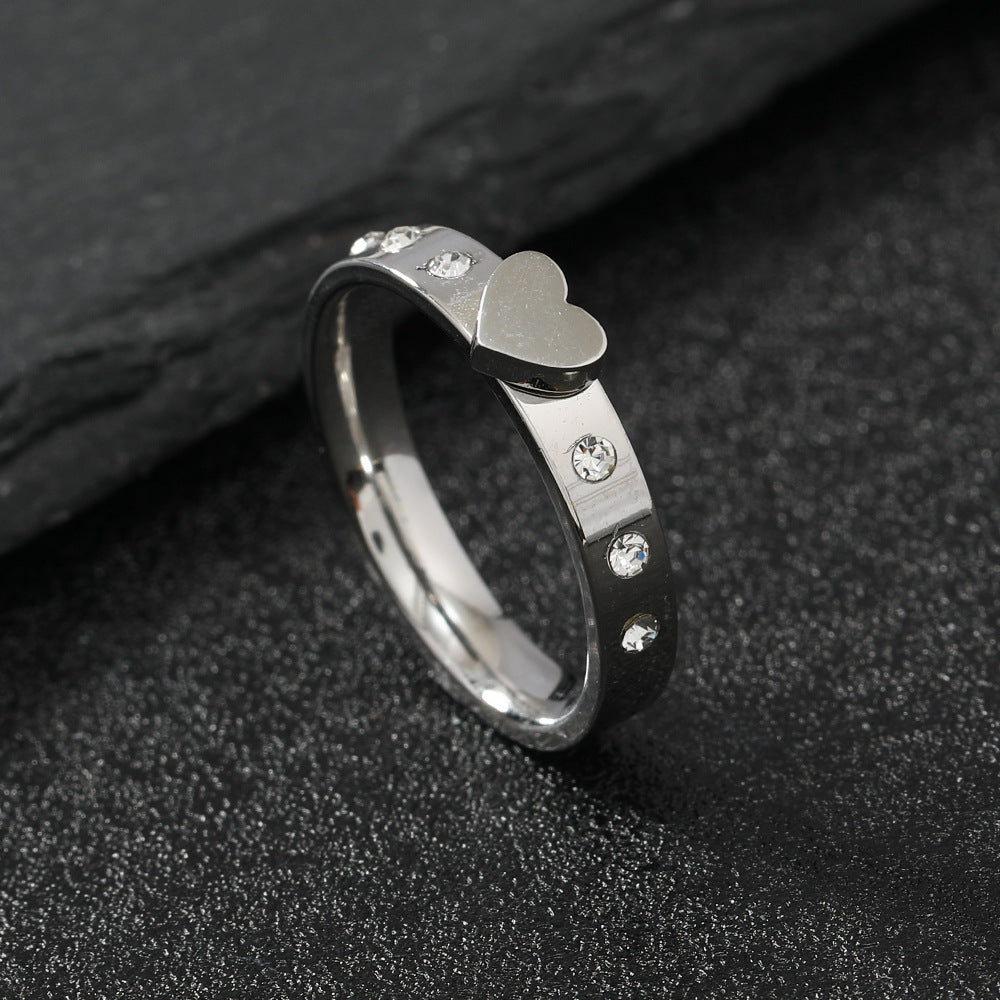 Simple Three-dimensional Welding Heart Shape With Diamond Titanium Rings