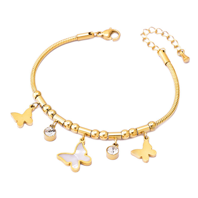 Geometric Heart Shape Shell Butterfly Five-pointed Star Titanium Bracelets