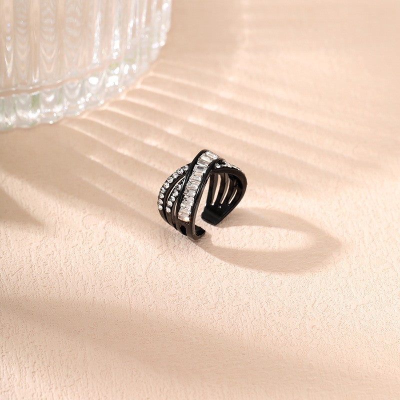 Stacked Female Personality Minimalist Design Diamond Rings