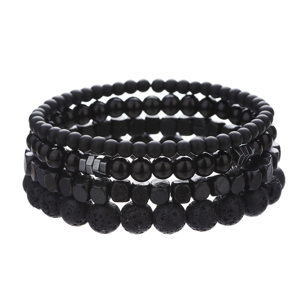Men's Ornament Haematite Volcanic Rock Wooden Bead Bracelets