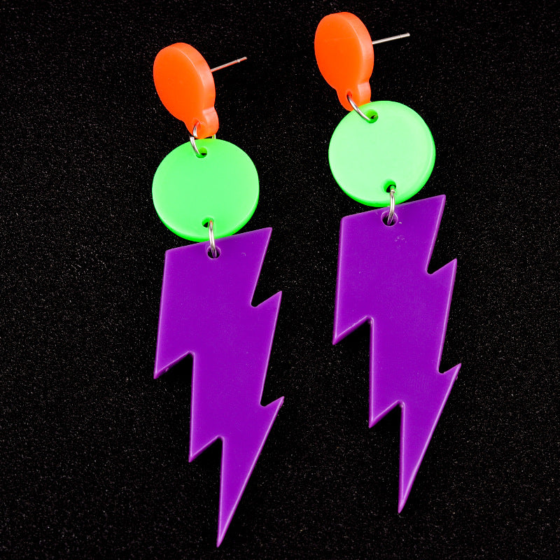 Women's Lightning Ear Fluorescent Color Design Contrast Personality Earrings