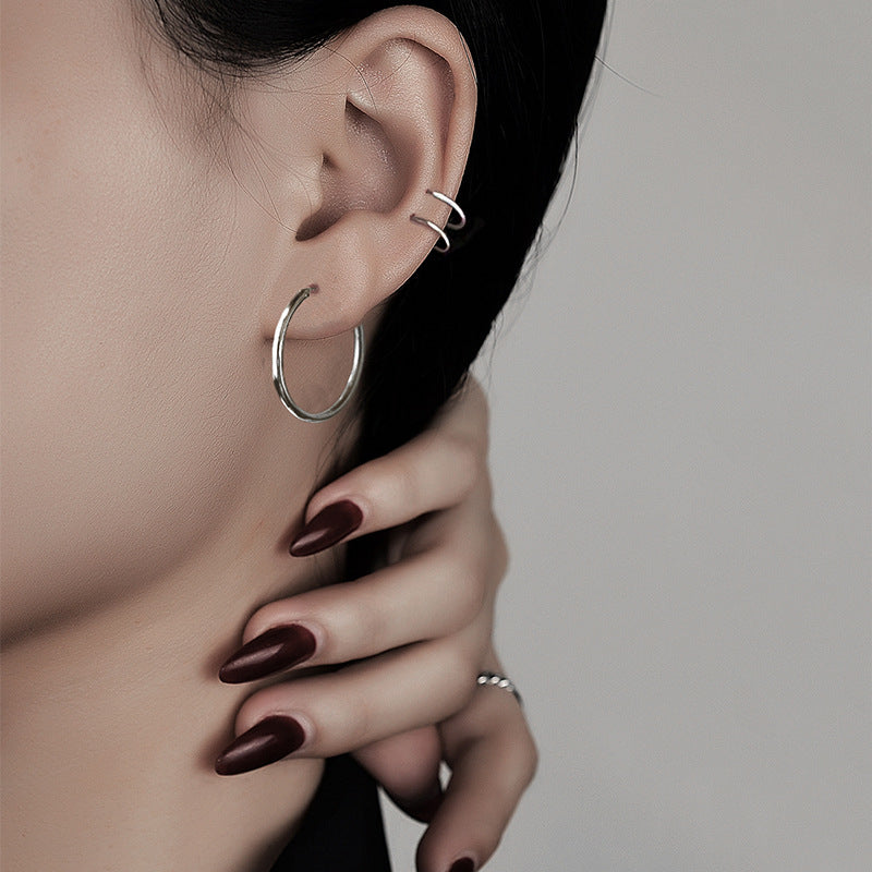 Women's & Men's Pure Sier Thread Thick Round Simple Earrings