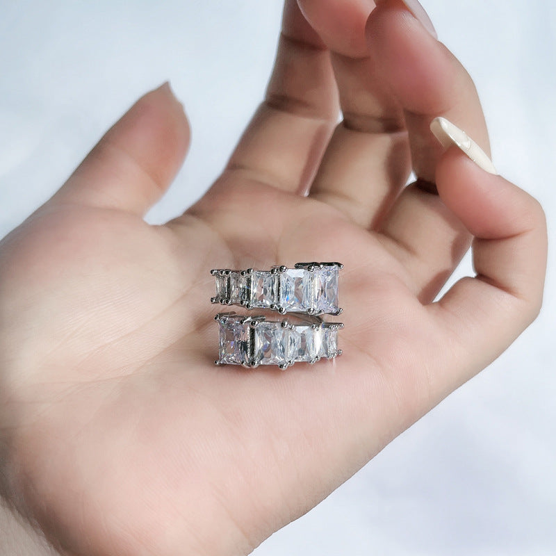 Full Diamond Open-end Zircon Female High Sense Niche Personality Rings